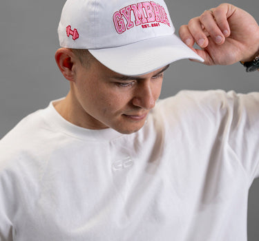 Gymbros Varsity Cap (White/Pink)